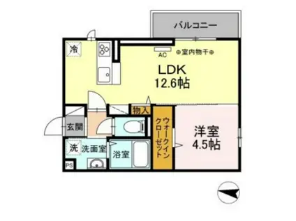 イリーニ(1LDK/3階)の間取り写真