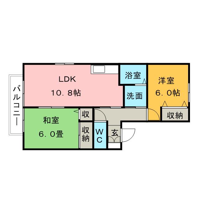 グリーンパーク大善寺II(2LDK/2階)の間取り写真