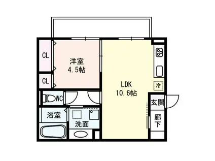 ローズパル(1LDK/3階)の間取り写真