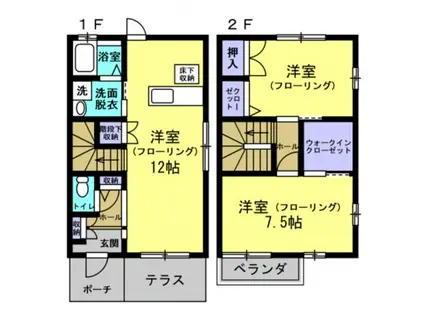 ルミエール楠(2LDK/1階)の間取り写真