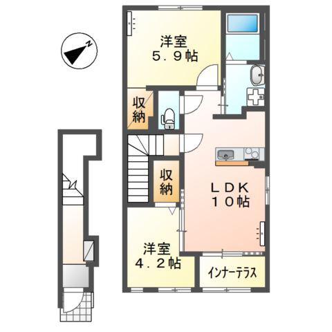 アヴェニール(2LDK/2階)の間取り写真