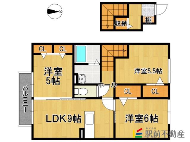 クリサンス A棟(3DK/2階)の間取り写真