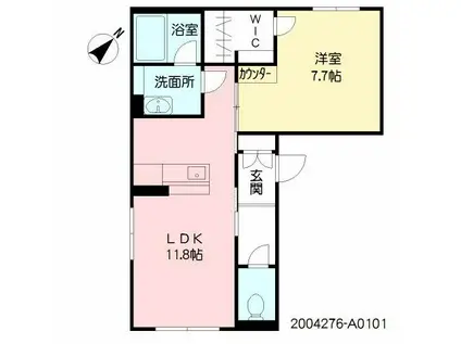 クレスティーク(1LDK/1階)の間取り写真