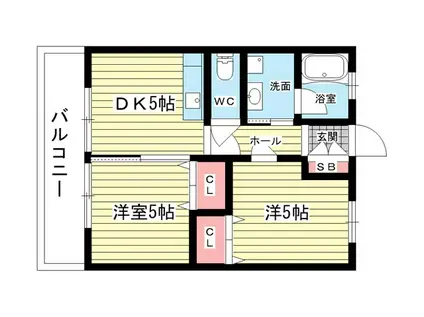 ガーデンハイツ刀根山(2DK/1階)の間取り写真