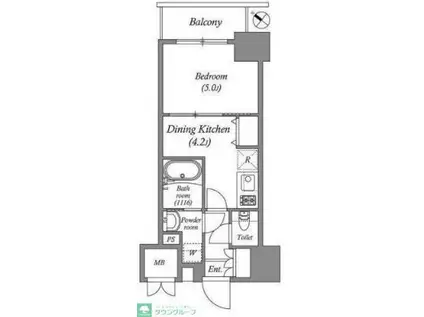 オーパスホームズ南行徳(1DK/14階)の間取り写真