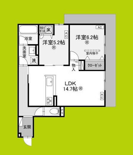 D-RESIDENCE荘園B(2LDK/1階)の間取り写真