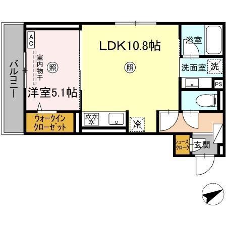 アベリアII番館(1LDK/2階)の間取り写真