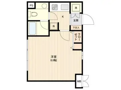 ヴォーガコルテ王子神谷アジールコート(1K/2階)の間取り写真