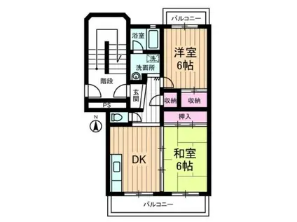 クレール18(2DK/3階)の間取り写真