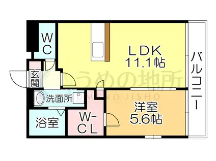 ソフィア21合川(1LDK/1階)の間取り写真
