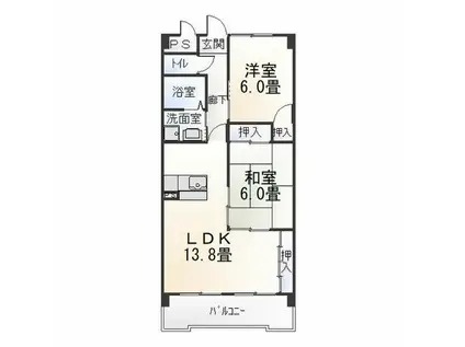 SOLE善明(2LDK/5階)の間取り写真