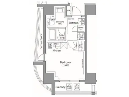 ザ・パークハビオSOHO南青山(ワンルーム/2階)の間取り写真