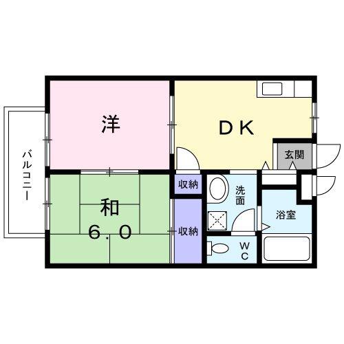フォブール木内(2DK/1階)の間取り写真