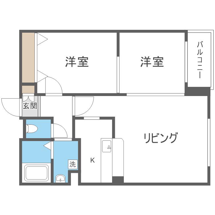 カーム北18条(2LDK/2階)の間取り写真