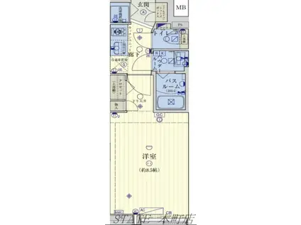 スワンズシティ心斎橋ルーノ(1K/7階)の間取り写真