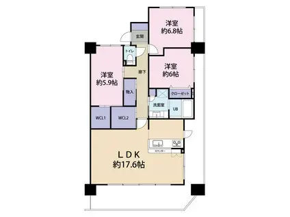 Fステージ泊(3LDK/10階)の間取り写真