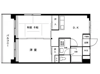 関東江古田マンション(2DK/3階)の間取り写真