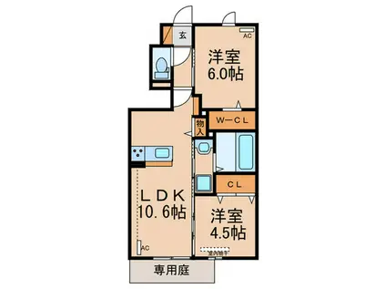 D-ROOM植木(2LDK/1階)の間取り写真