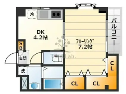 カサデコモド(1DK/4階)の間取り写真