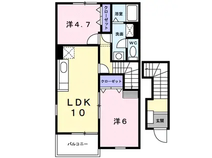 パインブライトB(2LDK/2階)の間取り写真