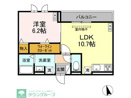 セレスティア長良 イースト(1LDK/2階)の間取り写真