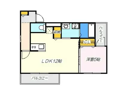 フィアスコート北旅籠町東I番館(1LDK/2階)の間取り写真