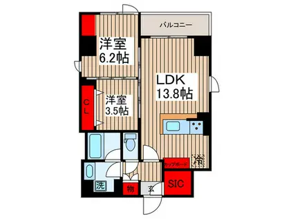STANDZ勝どき(2LDK/3階)の間取り写真