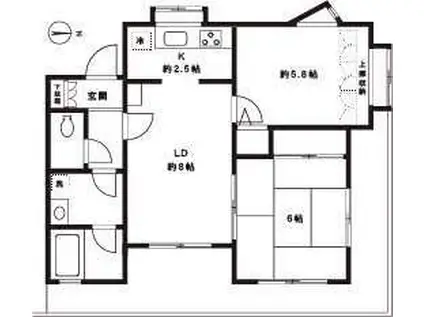ナイスアーバン日吉(2LDK/3階)の間取り写真
