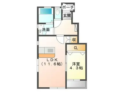 ラビータ(1LDK/1階)の間取り写真