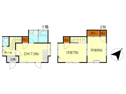 HIEDAアパート(2DK/1階)の間取り写真