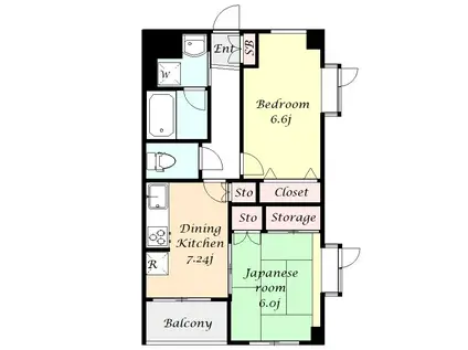 ヒルサイド城山(2DK/4階)の間取り写真