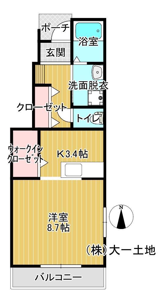 ERDE桜町 B(1K/1階)の間取り写真