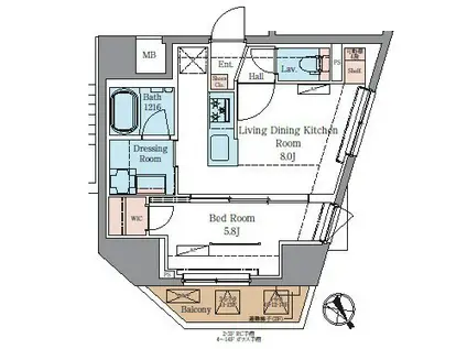 ラグゼナ北千住II(1LDK/8階)の間取り写真
