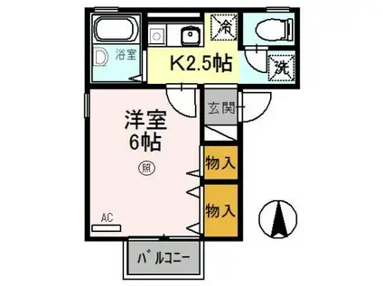 トリアノン文京(1K/2階)の間取り写真