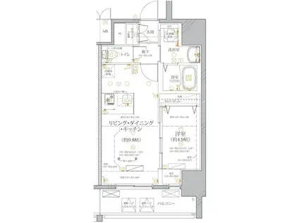 ディアレイシャス浅間町ステーションフロント(1LDK/7階)の間取り写真
