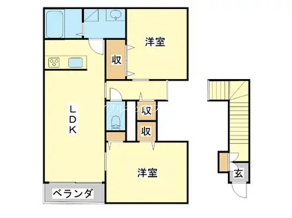 グランバリエ(2LDK/2階)の間取り写真