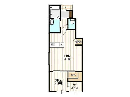 ギアサード(1LDK/1階)の間取り写真