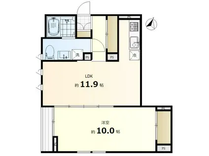 ルナ新中野(1LDK/1階)の間取り写真