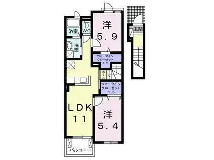 スペリアージュII(2LDK/2階)の間取り写真