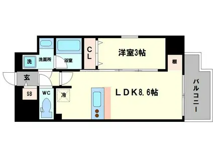 LC難波クレア(1LDK/13階)の間取り写真