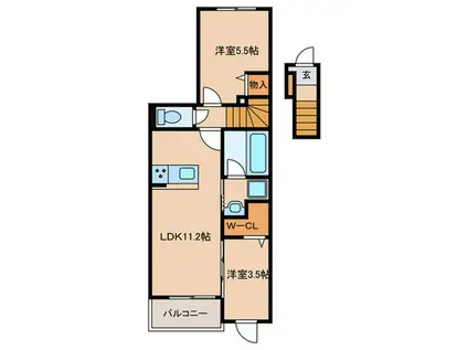 コティ コルミオ(2LDK/2階)の間取り写真