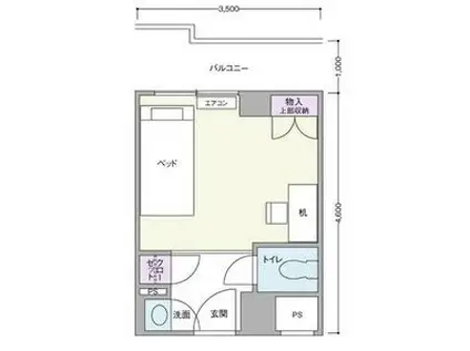 カルムイン緑地公園(ワンルーム/2階)の間取り写真
