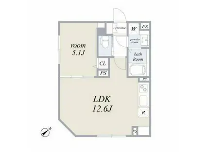 エルファーロ赤坂(1LDK/B1階)の間取り写真