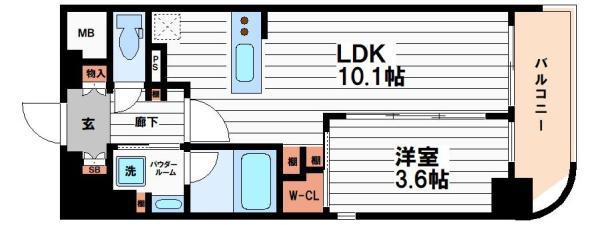 コンフォリア・リヴ北浜淡路町(1LDK/7階)の間取り写真