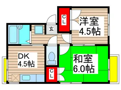 メゾン・デ・クロ(2DK/2階)の間取り写真