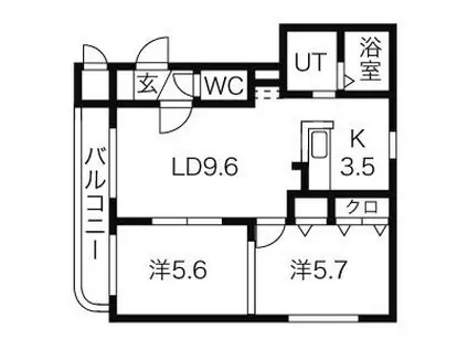 アイクレール元町(2LDK/4階)の間取り写真