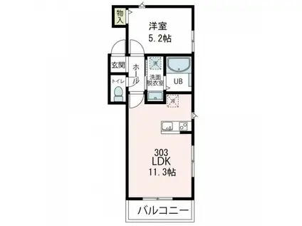 エターナル湘南(1LDK/3階)の間取り写真
