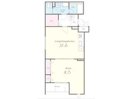 ベルヴィル千光前(1LDK/2階)の間取り写真