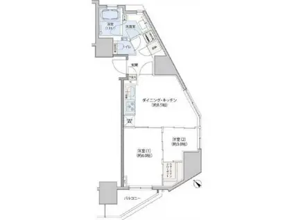 レジディア文京小石川II(2DK/11階)の間取り写真