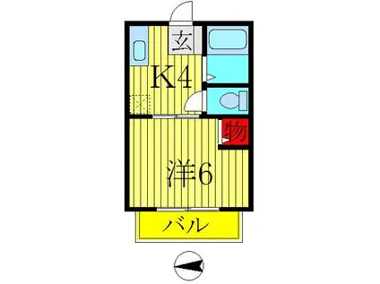 パティオ新柏A棟(1K/1階)の間取り写真